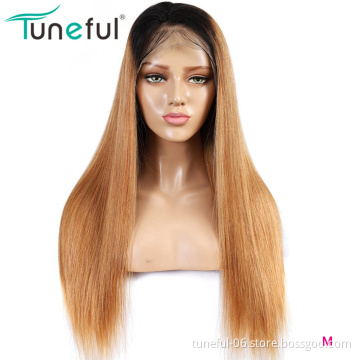 Tuneful best quality 13x5 lace front wig silk straight long pure bralizian virgin human hair glueless lace wigs cuticle OEM